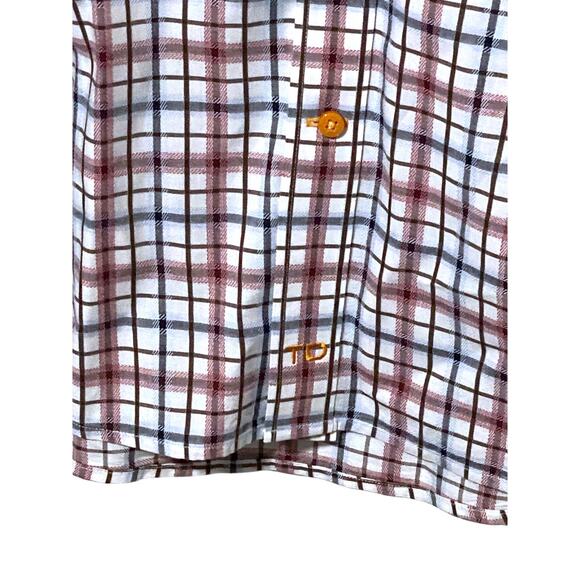 Thomas Dean Button Shirt Mens XXL Checks Flip Cuff Preppy Classic Office Career - Picture 4 of 5